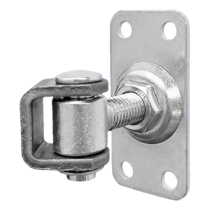 Komet – adjustable gate hinge M12 with 75 × 37 mm plate, galvanised zinc