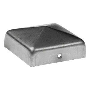 Steel envelope post cap for 20×20 mm fence post with high rim