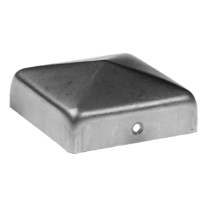 Steel envelope cap for 50×50 mm fence post with high rim