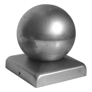 Steel fence cap 70×70 mm with decorative ball ø 60 mm – galvanised