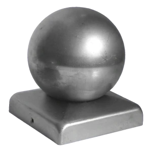 Galvanised steel fence cap with ball 80×80 mm / ø 60 mm