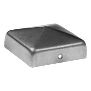 Galvanised steel envelope cap for 100×100 mm fence post with high rim