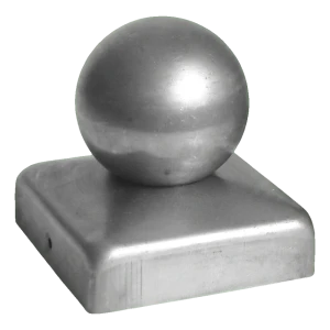 Steel cap for fence post 100×100 mm with sphere Ø 60 mm – raw