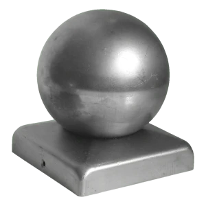 Steel fence cap 100×100 mm with decorative ball ø 80 – galvanised
