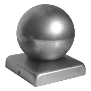 Steel fence post cap with decorative ball 120×120 mm / Ø 120 mm