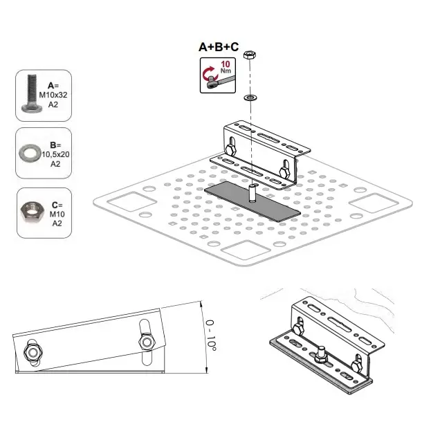 Mounting plate for roofing 375x375mm CWL PV-27-02 (5)