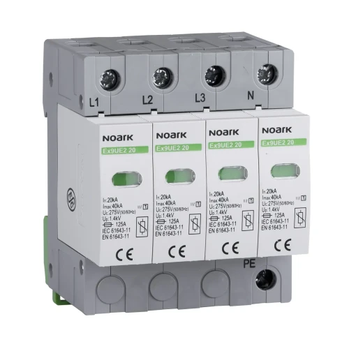 Surge arrester, type II, 275 V AC, 20 kA, replaceable insert, 4-pole PV-200-103357