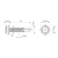 Self-Drilling Screw DIN 7504 K 4.8x19 mm – Stainless Steel A2, Hexagonal Flange Head 001-923 (2)