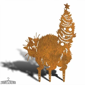 Zawieszalnia – Garden Decoration Christmas Cat XL 58 cm in Corten Steel