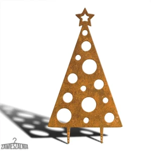 Zawieszalnia – XXL 92 cm Decorative Garden Christmas Tree in Corten Steel, Polka Dot Pattern