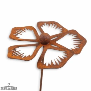 Garden Jewellery – 3D Rusty Periwinkle XL Corten Steel Garden Stake 83 cm