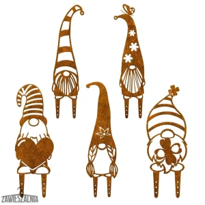 Garden Hanger – Garden Gnome Decorations Set of 5 XL 21×57 cm Corten Steel