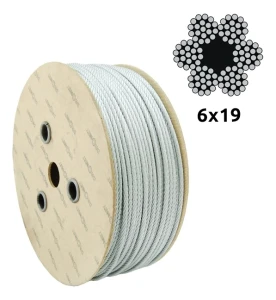 Galvanised Steel Wire Rope Ø8.0 mm 6×19 with Fibre Core FC – sold by the metre