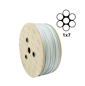 Galvanised steel wire rope Ø1.0 mm 1×7 single-strand – sold by the metre
