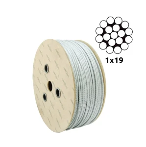 Galvanised steel wire rope Ø2.0 mm single-strand 1×19 – sold by the metre