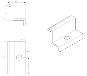 H30 Black Anodised Side Clamp – PV End Clamp L50