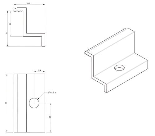 H30 Black Anodised Side Clamp – PV End Clamp L50 PV-03-02 (2)