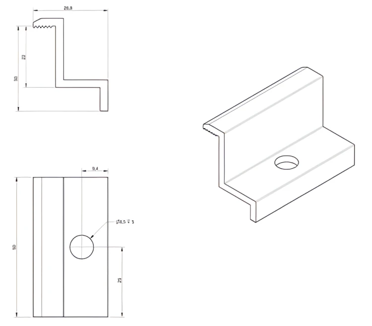 H30 Black Anodised Side Clamp – PV End Clamp L50 PV-03-02 (2)
