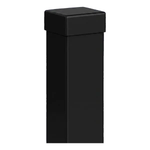 Steel Fence Post 80×80 mm Black RAL 9005 – 2.0 m with End Cap