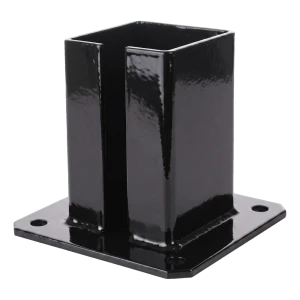 Steel base plate for gate and fence post 100×100 mm black