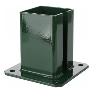 Steel base foot for fence and gate posts 100×100 mm green RAL 6005