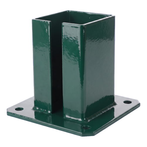 Steel base foot for fence and gate posts 100×100 mm green RAL 6005 000-791 (2)