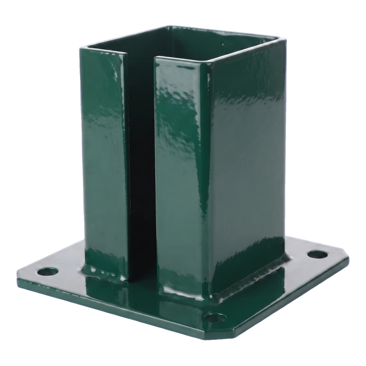 Steel base foot for fence and gate posts 100×100 mm green RAL 6005 000-791 (2)