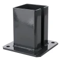 Steel base for 100×100 mm fence post – graphite RAL 7016 mounting foot 000-792 (1)