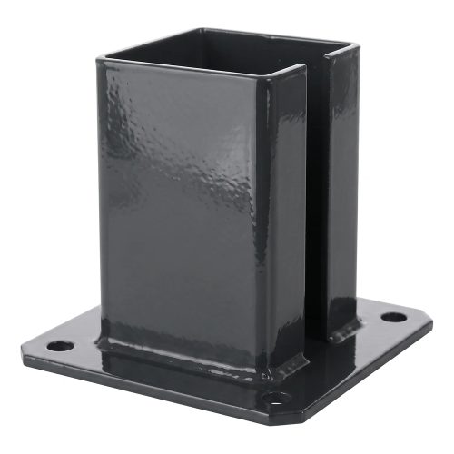Steel base for 100×100 mm fence post – graphite RAL 7016 mounting foot 000-792 (1)
