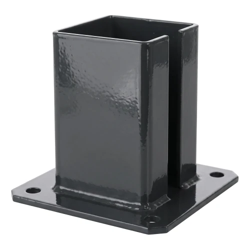 Steel base for 100×100 mm fence post – graphite RAL 7016 mounting foot 000-792 (1)