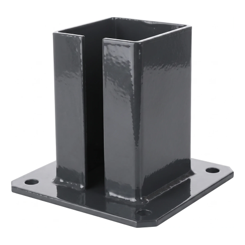 Steel base for 100×100 mm fence post – graphite RAL 7016 mounting foot 000-792 (2)