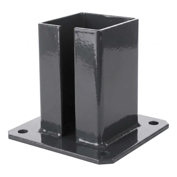 Steel base for 100×100 mm fence post – graphite RAL 7016 mounting foot 000-792 (2)