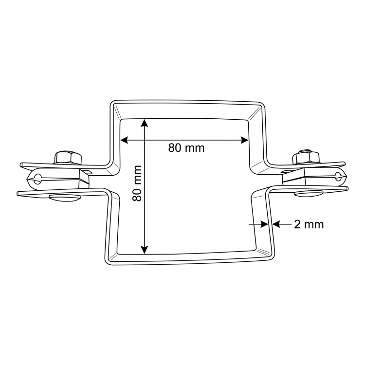 Intermediate square panel fence clamp 100×100 mm galvanised 001-617 (4)