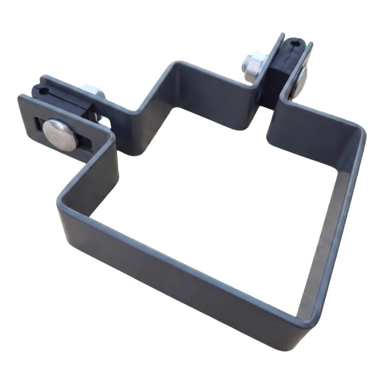 Corner Fence Clamp 80×80 mm Graphite RAL 7016 – Complete Mounting Set 001-615 (1)