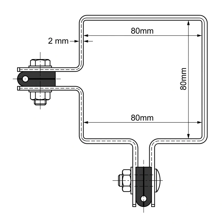 Corner Fence Clamp 80×80 mm Graphite RAL 7016 – Complete Mounting Set 001-615 (4)