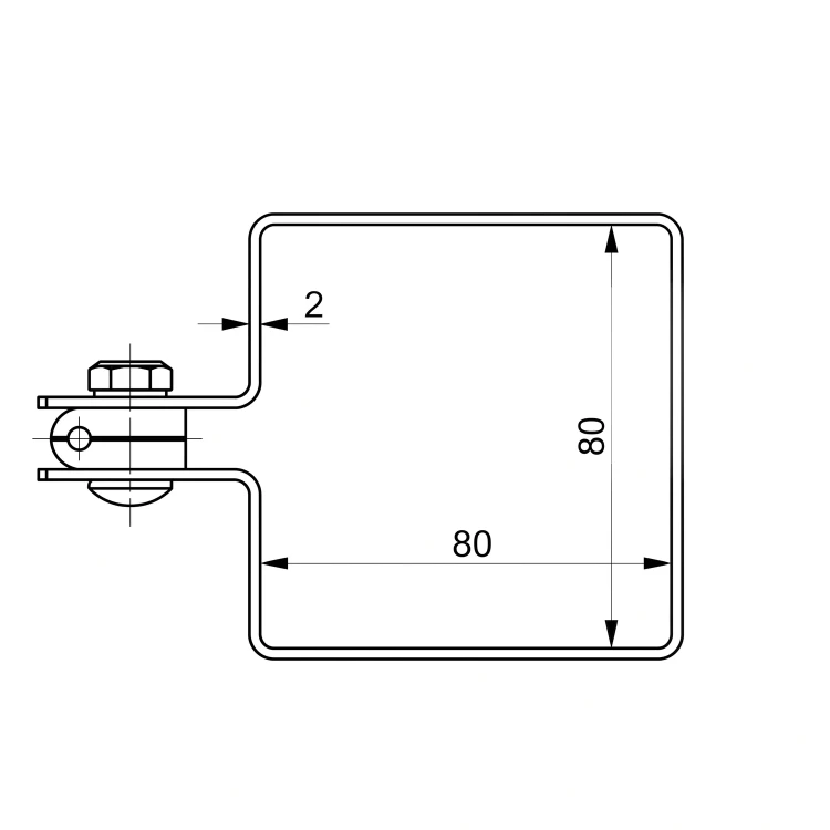 Fence End Clamp 80×80 mm Graphite RAL 7016 – Mounting Set 001-619 (4)