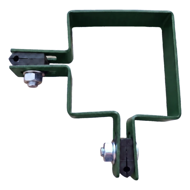 80×80 mm corner fence bracket, green RAL 6005 – complete mounting set 001-610 (2)