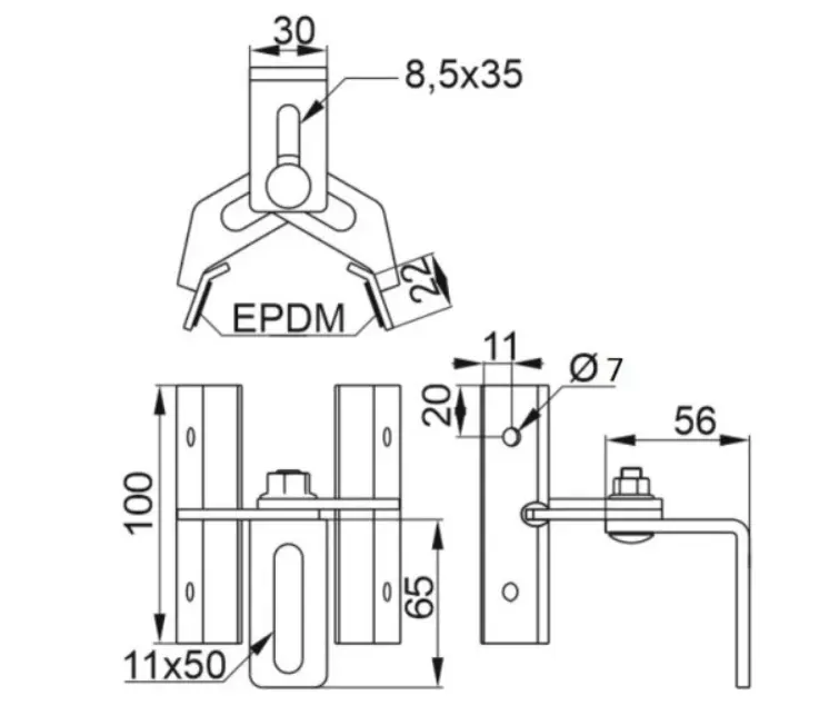 Trapezoidal sheet metal bracket adjustable 10cm stainless steel 1.4016 PV-08-32 (3)