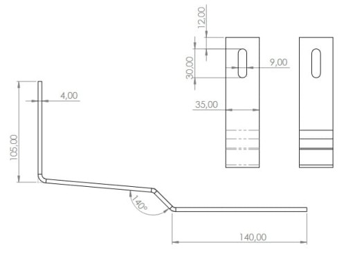 Roof hook 279mm for pitched roofs - SPEC - stainless steel H17 (beavertail tile) PV-08-37 (2)