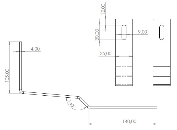 Roof hook 279mm for pitched roofs - SPEC - stainless steel H17 (beavertail tile) PV-08-37 (2)