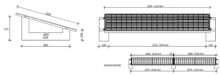 Ballast system for horizontal PV mounting on a flat roof SE800 - pallet of 16 pieces GPV-600-01 (2)