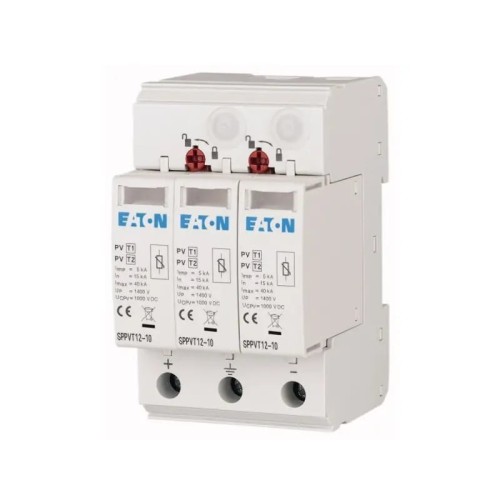 Surge protector PV DC Type 1+2 (B+C) 1000V 2P+N 15kA 3.7kV SPPVT12-10-2+PE 177256 EATON GPV-401-44