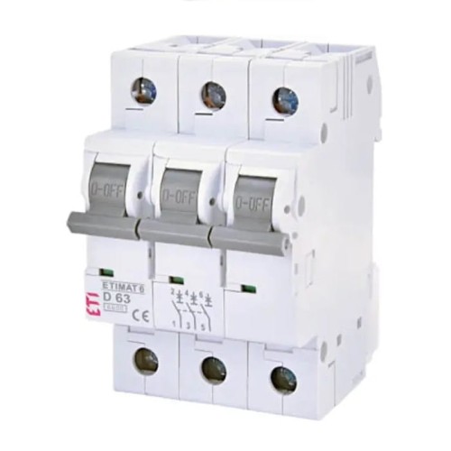 Overcurrent circuit breaker B 16A 3P 6kA ETIMAT6 002115516 ETI GPV-401-63