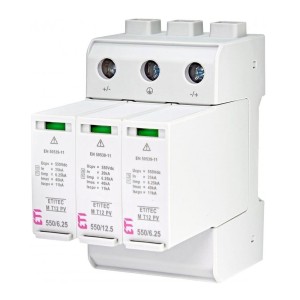 ETI PV DC Surge Arrester Type 1+2 (Class B+C) 1100V 3P 65kA 3.8kV
