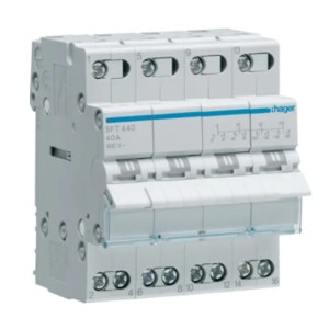 Modular installation switch I-0-II (1-0-2) common point from the top 4P 40A 400VAC SFT440 HAGER