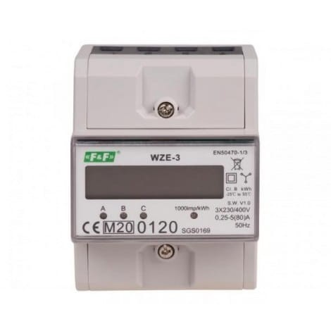 Electric energy meter 3-phase 80A MID WZE-3 F&F FILIPOWSKI GPV-401-77