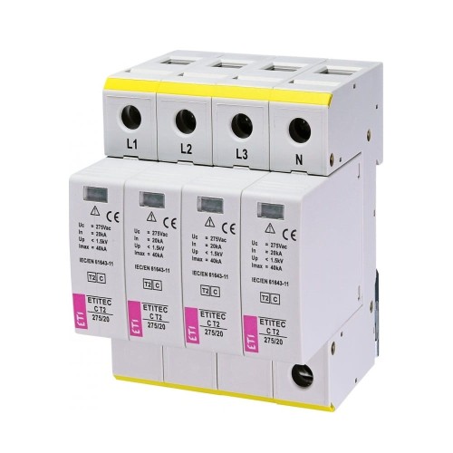 Surge arrester type 2 (C) 4P 20kA 1.5kV ETITEC C T2 275/20 4+0 002440395 ETI GPV-401-97
