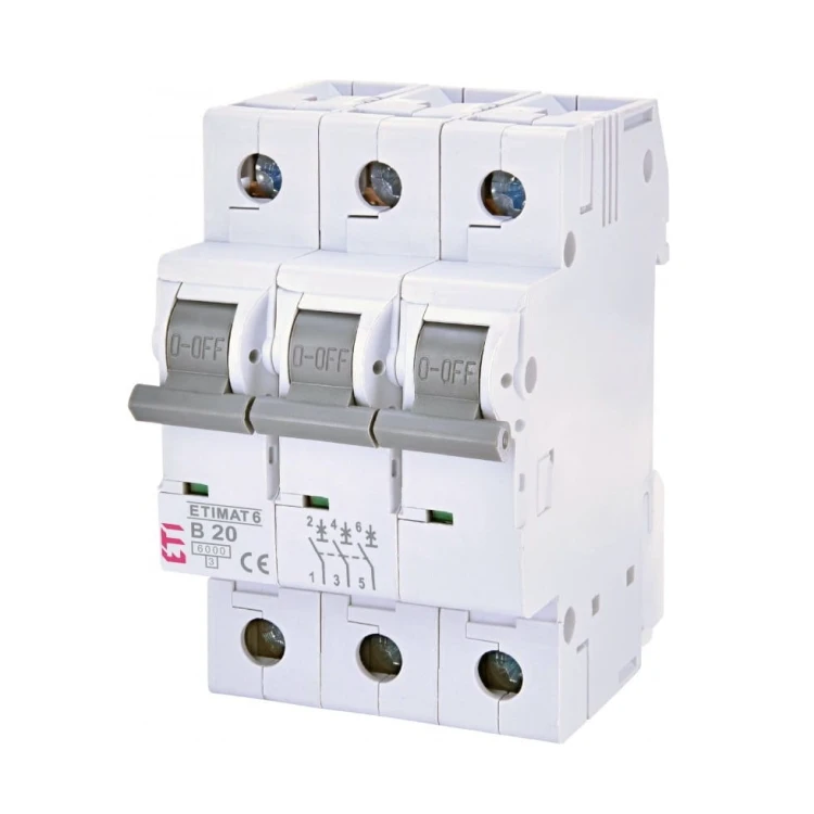 Overcurrent circuit breaker B 20A 3P 6kA ETIMAT6 002115517 ETI GPV-401-102