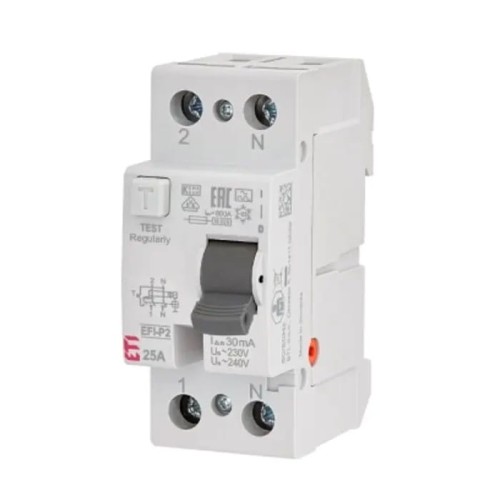 Residual current circuit breaker 2P 25A 30mA type AC EFI6-P2 AC 25/0.03 002061251 ETI GPV-401-104