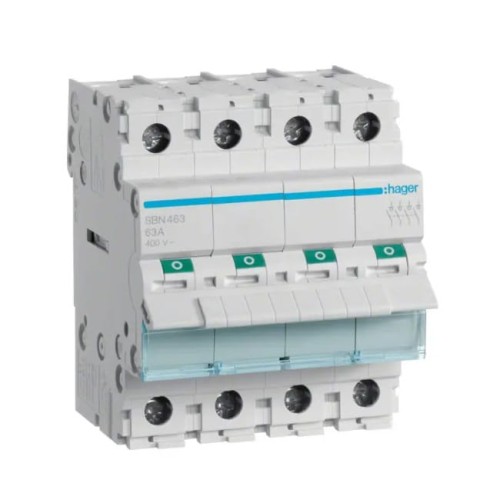 Isolator switch 3 phase 4P 63A 400V AC SBN463 HAGER GPV-401-106
